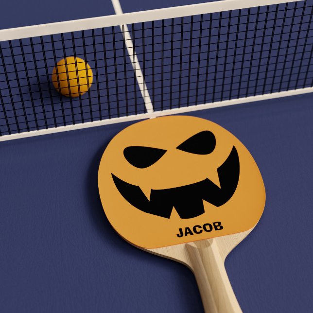 Raquette De Ping Pong Drôle Halloween Citrouille Ping Pong Paddle (Boo! A spooky pumpkin face ping pong paddle just for you)