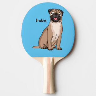 Raquette De Ping Pong Drôle joyeux dessin animé de chien de carlin