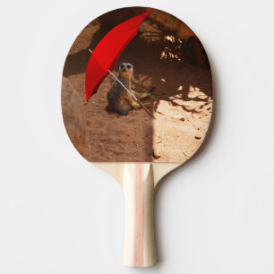 Raquette De Ping Pong Drôle Meerkat Assis Sous Un Parapluie,