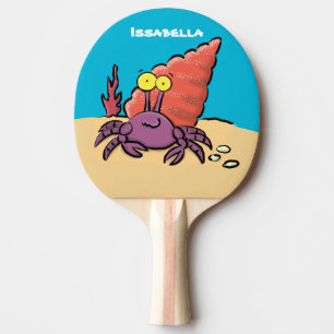 Raquette De Ping Pong Drôle mignon caricature pourpre crabe ermite