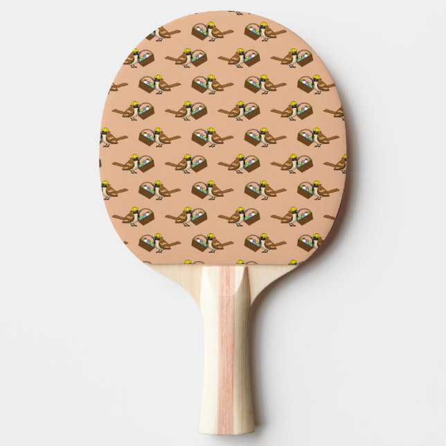 Raquette De Ping Pong Drôle mignon oiseau avec Motif de panier d'oeufs c (Devant)