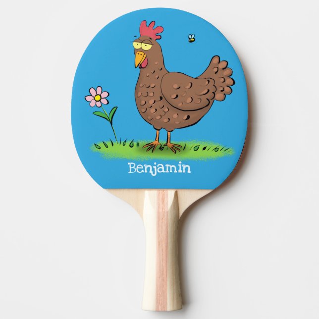Raquette De Ping Pong Drôle poulet rustique whimsical dessin animé (Devant)