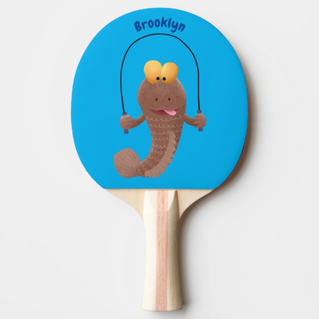 Raquette De Ping Pong Drôle sauter boudskipper poisson dessin animé (Devant)