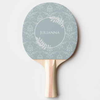 Raquette De Ping Pong Dusty Blue Elegant Damask Personnalisé