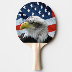 Raquette De Ping Pong Eagle chauve et drapeau américain