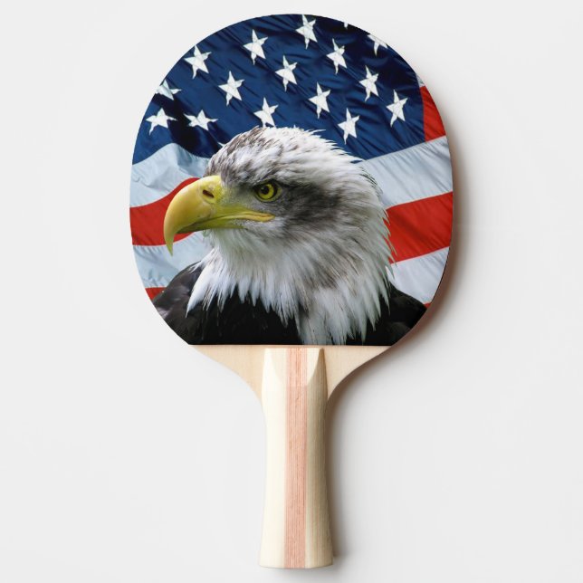 Raquette De Ping Pong Eagle chauve et drapeau américain (Devant)