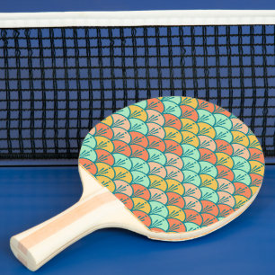 Raquette De Ping Pong Echelle de poisson géométrique moderne et colorée