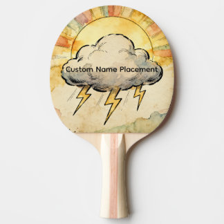 Raquette De Ping Pong Éclair de nuage, rayons de soleil, couleur pastel,