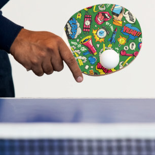 Raquette De Ping Pong Éclatement de la bande dessinée rétro