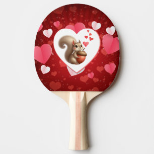 Raquette De Ping Pong Écureuil drôle mignon de la Saint-Valentin