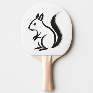 Raquette De Ping Pong Écureuil minimaliste - Animal à pinceau d'encre su