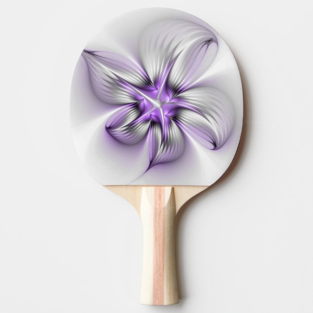 Raquette De Ping Pong Élégance florale Art fractal violet abstrait moder (Devant)