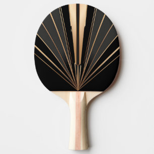 Raquette De Ping Pong Élégance géométrique d'éventail en or Art Déco