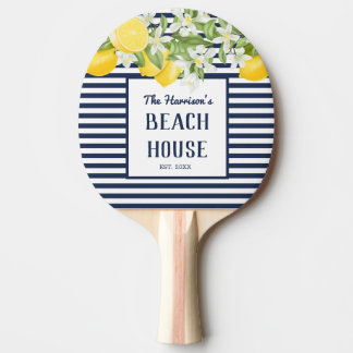 Raquette De Ping Pong Elégant Beach House aquarelle Lemon