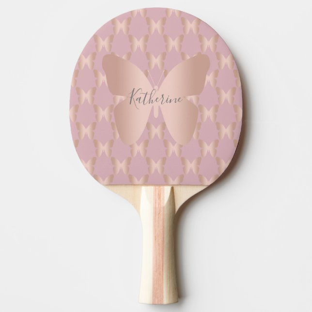 Raquette De Ping Pong Elegant et rose gold butterfly design (Devant)