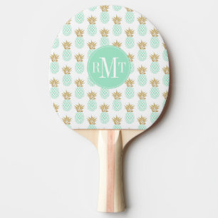 Raquette De Ping Pong Élégant faux or motif d'ananas tropical