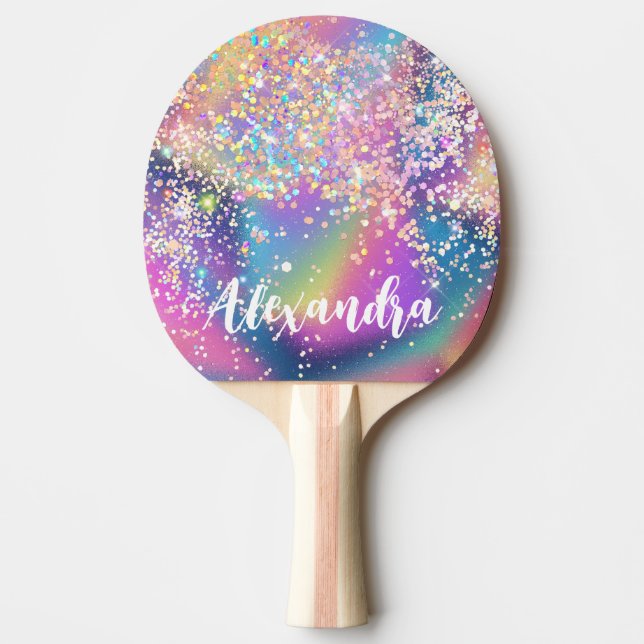 Raquette De Ping Pong Elegant Holographic Glitter Colorful (Devant)