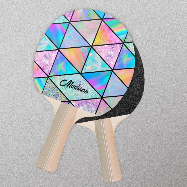 Raquette De Ping Pong Elégant holographique coloré (Créateur téléchargé)