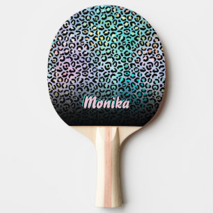 Raquette De Ping Pong Élégant Iridescente Glam Leopard 3D Monogramme