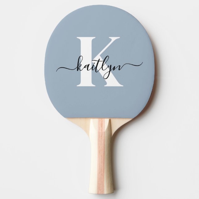 Raquette De Ping Pong Élégant Monogramme bleu foncé (Devant)