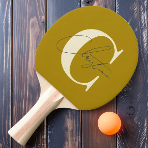 Raquette De Ping Pong Élégant Monogramme Désert Sage Modernité du Milieu