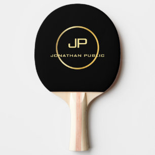 Raquette De Ping Pong Élégant Monogramme d'or noir Modèle personnalis