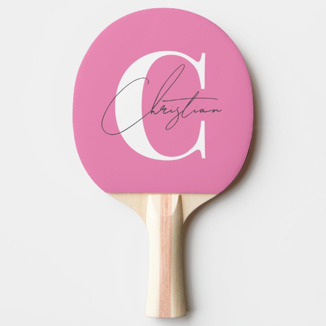 Raquette De Ping Pong Élégant Monogramme Moderne Classique Rose (Devant)