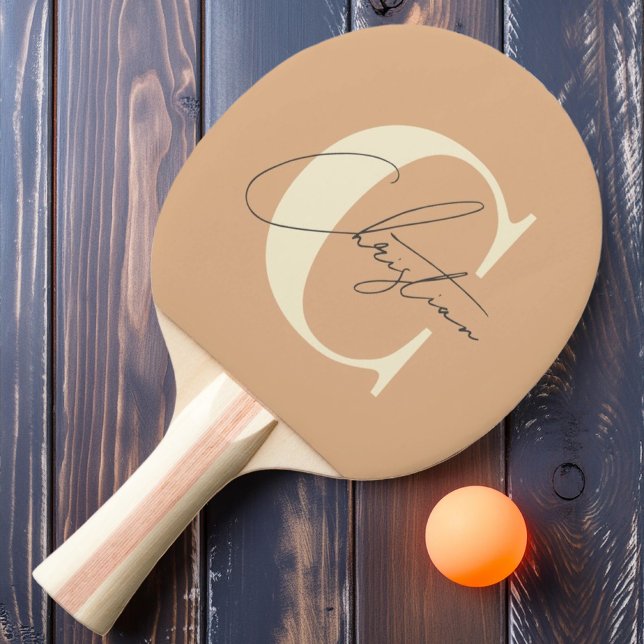 Raquette De Ping Pong Élégant Monogramme Moderne du Milieu du Siècle Bai (Créateur téléchargé)
