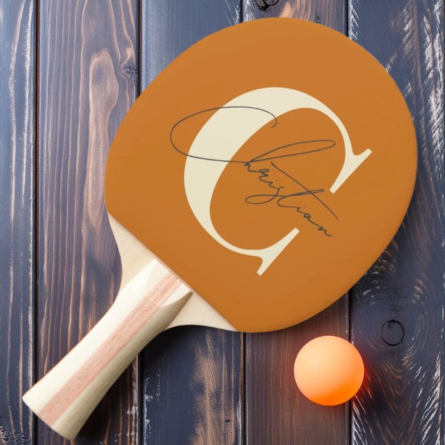 Raquette De Ping Pong Élégant Monogramme Moderne Du Milieu Du Siècle Chi (Créateur téléchargé)