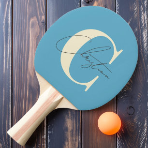 Raquette De Ping Pong Élégant Monogramme Moderne du Milieu du Siècle Cie