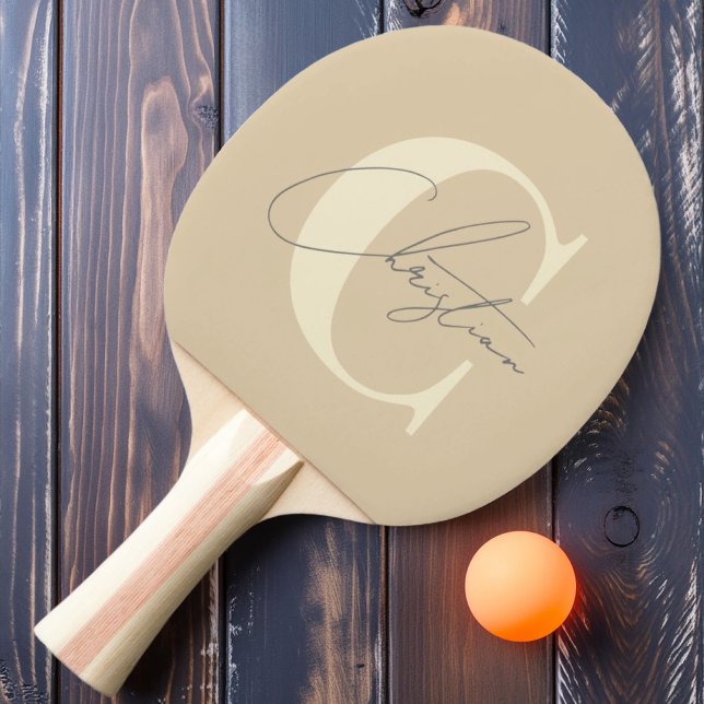 Raquette De Ping Pong Élégant Monogramme Moderne Du Milieu Du Siècle Dun (Créateur téléchargé)