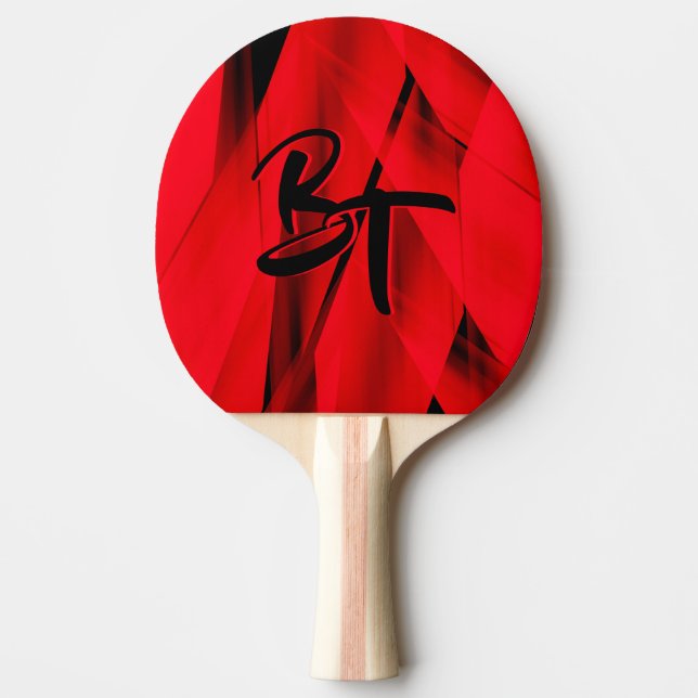 Raquette De Ping Pong Élégant noir rouge foncé Abstrait monogramme (Devant)