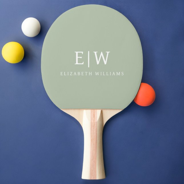 Raquette De Ping Pong Élégant professionnel simple Monogramme minimalist (Créateur téléchargé)