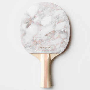 Raquette De Ping Pong Elégant Rose de luxe en or Faux Marble