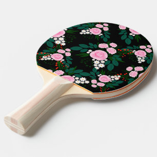 Raquette De Ping Pong Elégant rose et blanc Floral aquarelle Peinture