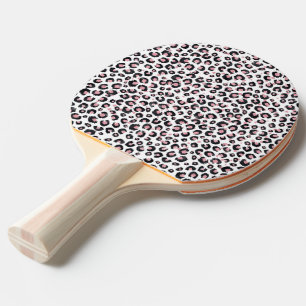 Raquette De Ping Pong Élégant Rose Léopard Noir Motif