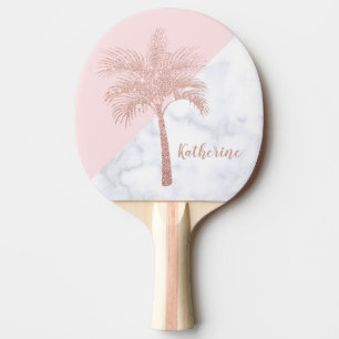Raquette De Ping Pong Elégant rose  or parties scintillant palme blanc 