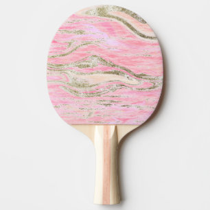 Raquette De Ping Pong Elégant rose Parties scintillant argent  marbre Mo