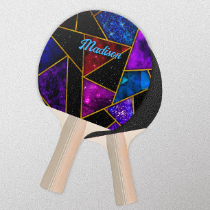 Raquette De Ping Pong Elégant rouge violet girly géométrique