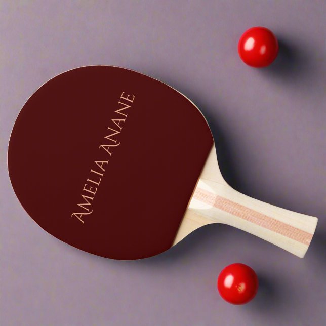 Raquette De Ping Pong Élégant script unique rouge foncé et rose pâle (Créateur téléchargé)