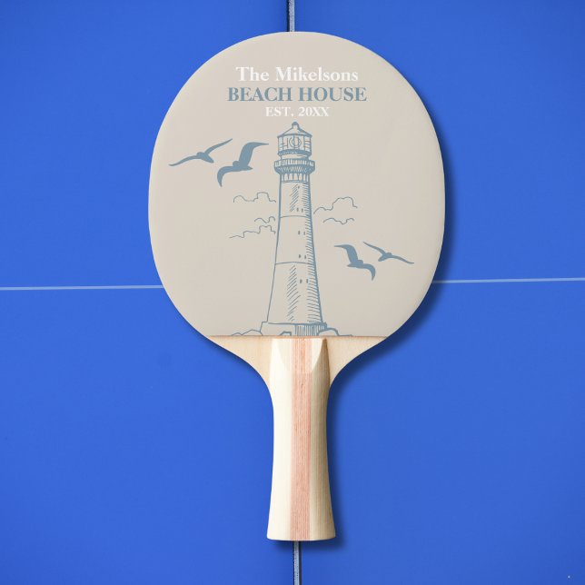 Raquette De Ping Pong Élégante Maison de plage nautique personnalisée (Créateur téléchargé)