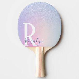 Raquette De Ping Pong Elégante parties scintillant bleue sombre et mode