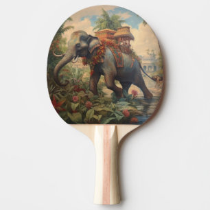 Raquette De Ping Pong éléphant botanique vintage avec howdah