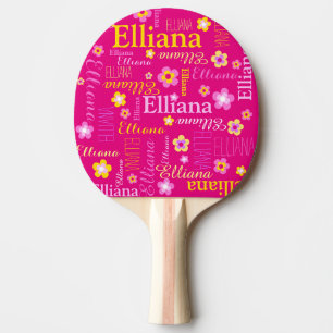 Raquette De Ping Pong Elliana nom de fille jaune rose