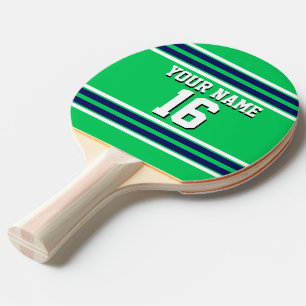 Raquette De Ping Pong Emerald Green avec Navy White Stripes Team Jersey