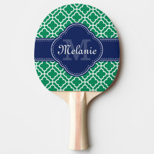 Raquette De Ping Pong Emerald Green What Marocain Motif Marine Monogramm