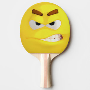 Raquette De Ping Pong Emoji jaune en colère