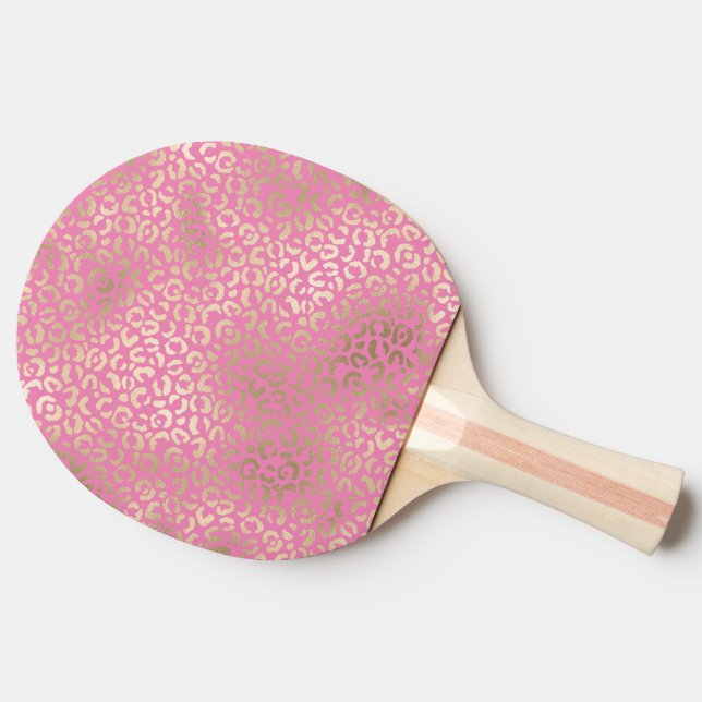 Raquette De Ping Pong Empreinte de léopard de Glam d'or rose (Côté)