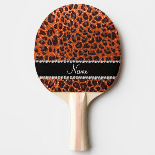Raquette De Ping Pong Empreinte de léopard de parties scintillant orange