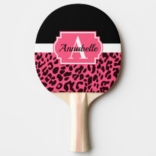Raquette De Ping Pong Empreinte de léopard rose